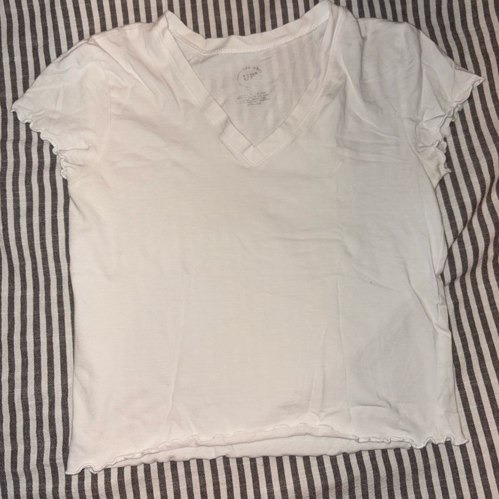 Women's White V-Neck Top